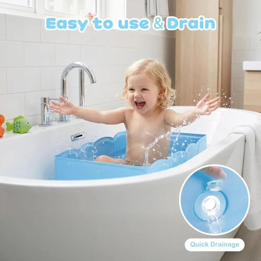 Baby Bath Tub Foldable Toddler Travel Bathtub Collapsible, Pet Bath Tub